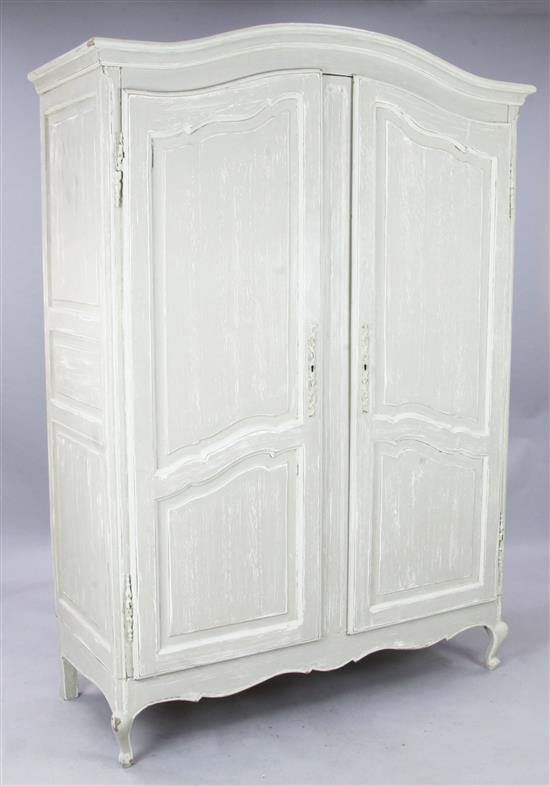 French grey painted and carved wood domed top armoire(-)